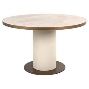 MASA DINING ROTUNDA, TIVOLI 130CM, CERAMICA, METAL SI MDF, ALB/CREM, RICHMOND INTERIORS