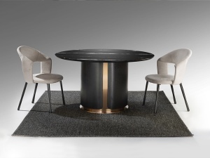 MASA DINING ROTUNDA, ZOLO 135CM, MDF, METAL SI BLAT DIN MARMURA, DESIGN MODERN, SCHULLER - Img 5