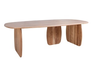 MASA DINING SCULPTURA, OVALA 240CM, REALIZATA DIN LEMN DE SALCAM, CULOARE NATUR - Img 2