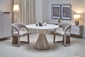 MASA DINING STIL ABBOT, 120CM DIAMETRU, CONFECTIONATA DIN MDF LAMINAT, STIL MODERN