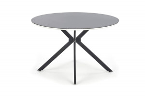 MASA DINING STIL AVELAR, NEGRU/ALB, 120 CM, DIN STICLA, MDF SI METAL, STIL MODERN - Img 6