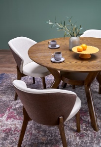 MASA DINING STIL RUPERT NUC, fi120/77 cm, CONFECTIONATA DIN LEMN DE CAUCIUC, MDF SI FURNIR, STIL MODERN - Img 5
