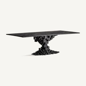 MASA DINING SUPERBA, PETRIA 290CM, DIN LEMN MASIV DE MANGO, CULOARE NEGRU SABLAT, VICAL, STIL MODERN