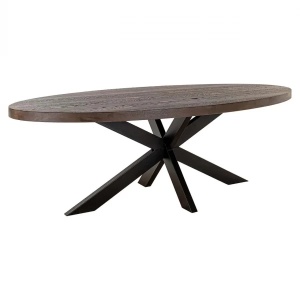 MASA DINING WATSON 235cm, REALIZATA DIN METAL SI LEMN DE STEJAR, CULOARE MARO/NEGRU, STIL MODERN, RICHMOND