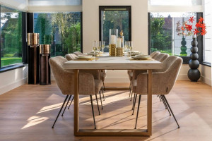 MASA DINING WHITEBONE, 235 CM, CREM/CUPRU, DIN LEMN DE STEJAR SI METAL, RICHMOND INTERIORS - Img 2