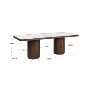 MASA DINING, WILLOX 235CM, LEMN, METAL SI STICLA, MARO/BEIGE, RICHMOND INTERIORS - Img 7