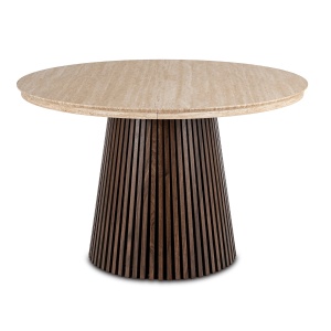 MASA EXTENSIBILA 120/200CM, ARTIM MEBLE, REALIZATA DIN MDF, CULOARE TRAVERTIN/NUC, STIL MODERN - Img 6