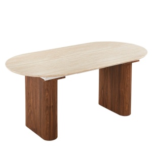 MASA EXTENSIBILA 180-220CM, ARTIM MEBLE, REALIZATA DIN MDF, CULOARE TRAVERTIN/NUC, STIL MODERN