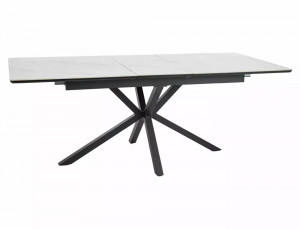 MASA EXTENSIBILA ALPINE, 160/200 CM, EFECT DE MARMURA ALBA/NEGRU MAT, DIN MDF, CERAMICA SI METAL, STIL MODERN - Img 2