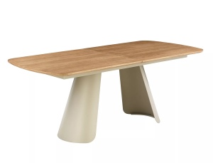 MASA EXTENSIBILA, CANON 200/240CM, STEJAR/CREM, BLAT DIN MDF/FURNIR NATURAL SI METAL, STIL MODERN - Img 7