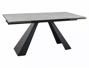 MASA EXTENSIBILA DIAMOND, CREM/NEGRU MAT, 160/240 CM, DIN STICLA SECURIZATA, CERAMICA SI METAL, STIL MODERN - Img 3