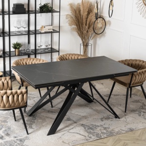 MASA EXTENSIBILA DIN CERAMICA 160-240CM, ARTIM MEBLE, CULOARE MARMURA NEAGRA, STIL MODERN - Img 2