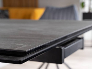 MASA EXTENSIBILA DINING, GRI/NEGRU MAT, 180/260 CM, DIN STICLA SECURIZATA, CERAMICA ITALIANA SI METAL, STIL MODERN - Img 8