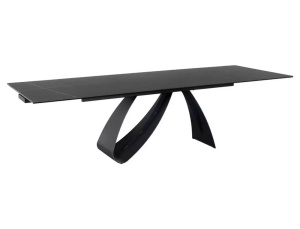 MASA EXTENSIBILA DIUNA SAHAR NOIR, 160/240 CM, EFECT DE MARMURA NEAGRA/NEGRU MAT, DIN STICLA SECURIZATA, CERAMICA SI METAL, STIL MODERN - Img 16