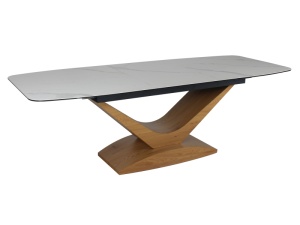 MASA EXTENSIBILA DOLCE, 180/240 CM, ALB VENATO/STEJAR, DIN STICLA SECURIZATA, CERAMICA