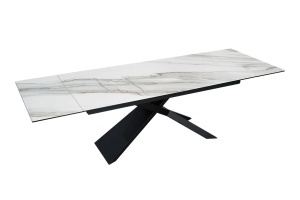 MASA EXTENSIBILA EUPHORIA 180-260CM, REALIZATA DIN METAL SI BLAT STICLA SI CERAMICA, DE CULOARE MARMURA