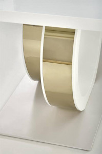 MASA EXTENSIBILA GALARDO, ALB/AURIU, 160/200 CM, DIN MDF LACUIT SI METAL, STIL MODERN - Img 5