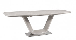 MASA EXTENSIBILA GRI DESCHIS/CROM, 160/220 CM, DIN CERAMICA, MDF SI METAL, STIL MODERN - Img 2