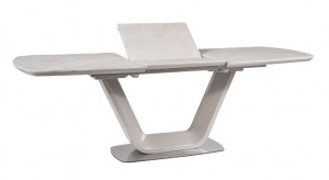 MASA EXTENSIBILA GRI DESCHIS/CROM, 160/220 CM, DIN CERAMICA, MDF SI METAL, STIL MODERN - Img 7