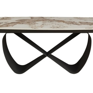 Masă extensibilă Infinity Onice din marmură, ceramică, onix, marmură, bază metalică gri mat lucioasă, H.75 A.100 L.200/250/300 cm - Img 6