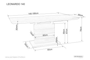 MASA EXTENSIBILA LEONARDO, 140/180 CM, ALB/CROM, DIN MDF, STICLA SECURIZATA SI METAL, STIL MODERN - Img 3