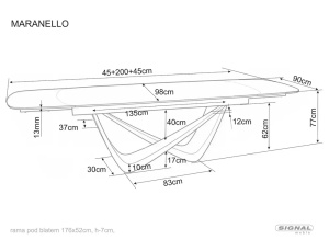 MASA EXTENSIBILA, MARANELLO 200/290CM, ALB LUCIOS/CUPRU, BLAT DIN STICLA, CERAMICA SI METAL, STIL MODERN - Img 6