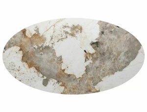 MASA EXTENSIBILA, MAROCCO 160/200CM, ALB LUCIOS/NUC, BLAT DIN MDF SI CERAMICA SI CADRUL DIN MDF SI FURNIR NATURAL, STIL MODERN - Img 6