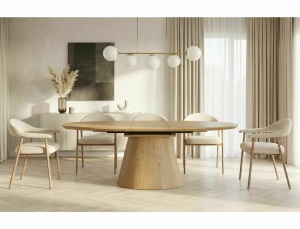 MASA EXTENSIBILA, MAROCCO 160/200CM, CULOARE STEJAR, BLAT DIN MDF SI FURNIR SI CADRUL DIN MDF SI FURNIR NATURAL, STIL MODERN - Img 7