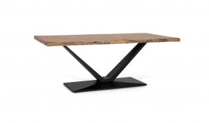 MASA LIVING 200CM, CULOARE NATUR/NEGRU, LEMN MASIV DE SALCAM, GINER Y COLOMER - Img 2