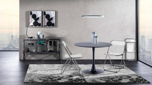 MASA LIVING 90CM, KYOTO NEAGRA, DIN METAL SI MDF LACUIT, DESIGN MODERN