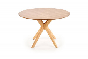 MASA LIVING NICOLAS, STEJAR NATURAL, 120 CM, BLAT DIN MDF SI PICIOARE DIN LEMN MASIV, STIL MODERN - Img 6