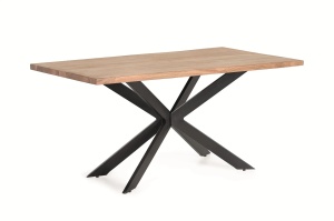 MASA LIVING NOLIRA 180CM, PENTRU 6-8 PERSOANE, REALIZATA DIN LEMN DE SALCAM SI METAL, CULOARE NATUR/NEGRU, GINER Y COLOMER