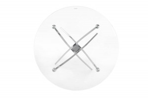 MASA LIVING RAYMOND, TRANSPARENT/CROM, 100 CM, BLAT DIN STICLA SI PICIOARE DIN METAL, STIL MODERN, HALMAR - Img 5