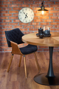MASA LIVING STIL CARMELO, NUC/NEGRU, 100 CM, BLAT DIN MDF SI PICIOR DIN METAL, STIL CLASIC - Img 5