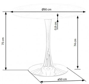 MASA LIVING STIL CASEMIRO, CU EFECT DE MARMURA ALBA/AURIU, 90 CM, BLAT DIN STICLA SI PICIOR DIN METAL, STIL MODERN - Img 4