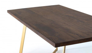 MASA MODERNA 200CM, CULOARE NUC/AURIU, LEMN DE MANGO SI METAL, GINER Y COLOMER - Img 4
