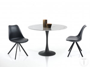 MASA ROTUNDA ELEGANTA 90CM, TOKIO, COD 3950, STIL MODERN, REALIZATA DIN LEMN MASIV SI STICLA - Img 4