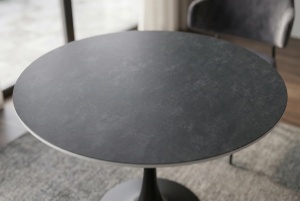 MASA ROTUNDA PENTRU LIVING LYON 80CM, DIN METAL SI CERAMICA, CULOARE GRI/NEGRU, INVICTA INTERIOR - Img 6