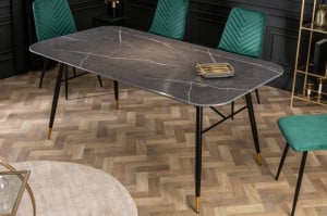MASA STIL MODERN 140CM , PARIS, COD 41882, BLAT STICLA SI METAL - Img 1