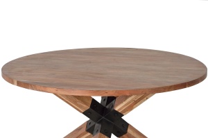 MASA SUFRAGERIE DAKAR 120CM, REALIZATA DIN LEMN DE SALCAM SI METAL, CULOARE NATUR/NEGRU, GINER Y COLOMER - Img 2
