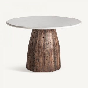 MASA SUFRAGERIE DEOSEBITA, SKORUP 120CM, LEMN RECICLAT SI MARMURA, MARO/ALB, ARTIM GROUP SELECTION - Img 2