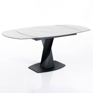 MASA SUFRAGERIE EXTENSIBILA 105/165CM, TWISTED MARBLE, COD 5536, STIL MODERN, REALIZAT DIN METAL SI CERAMICA - Img 2