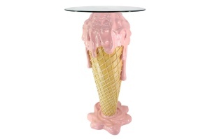 MASUTA BAR COFETARIE, ICE CREAM 105CM, ICE CREAM, REALIZAT DIN FIBRA DE STICLA SI STICLA, CULOARE ROZ/BEJ, REALIZAT MANUAL, ARTIM GROUP SELECTION - Img 2