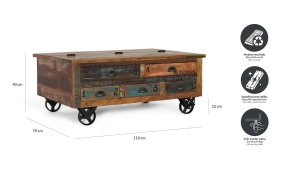 MASUTA CAFEA VERRIER 110CM, REALIZATA DIN LEMN DE MANGO SI METAL, CULOARE MULTICOLOR, GINER Y COLOMER - Img 5