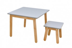 MASUTA CU SCAUNEL WOODY GRI PENTRU CAMERA BEBELUS DESIGN MODERN BA - Img 4