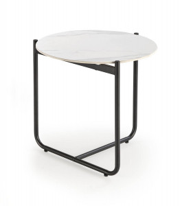 MASUTA DE CAFEA ACUNA S, EFECT DE MARMURA ALBA/NEGRU, DIN MARMURA SI METAL, STIL MODERN
