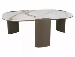 MASUTA DE CAFEA ADORO B, 105CM, ALB LUCIOS/CUPRU, BLAT DIN MDF, CERAMICA SI METAL, STIL MODERN - Img 10