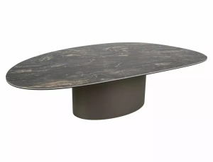 MASUTA DE CAFEA BELLO A, 120CM, NEGRU LUCIOS/CUPRU, BLAT DIN STICLA, CERAMICA SI METAL, STIL MODERN - Img 10