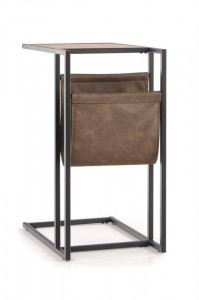 MASUTA DE CAFEA COMPACT, STEJAR/NEGRU, DIN PIELE ECOLOGICA, MDF FURNIRUIT SI METAL, STIL MODERN, HALMAR - Img 3