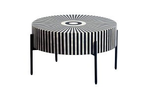 MASUTA DE CAFEA CU INCRUSTATII DE OS, HARMONY NATURE 65CM, CULOARE ALB/NEGRU, MODEL DEOSEBIT - Img 2